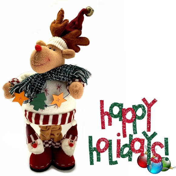 18" Christmas Holiday Reindeer Plush Figure - Picture 1 of 2